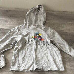 Adidas Kids Gray Hoodie with Colorful Logo